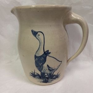 VINTAGE  Casey Pottery Water Pitcher, Jug Vase, W/Goose